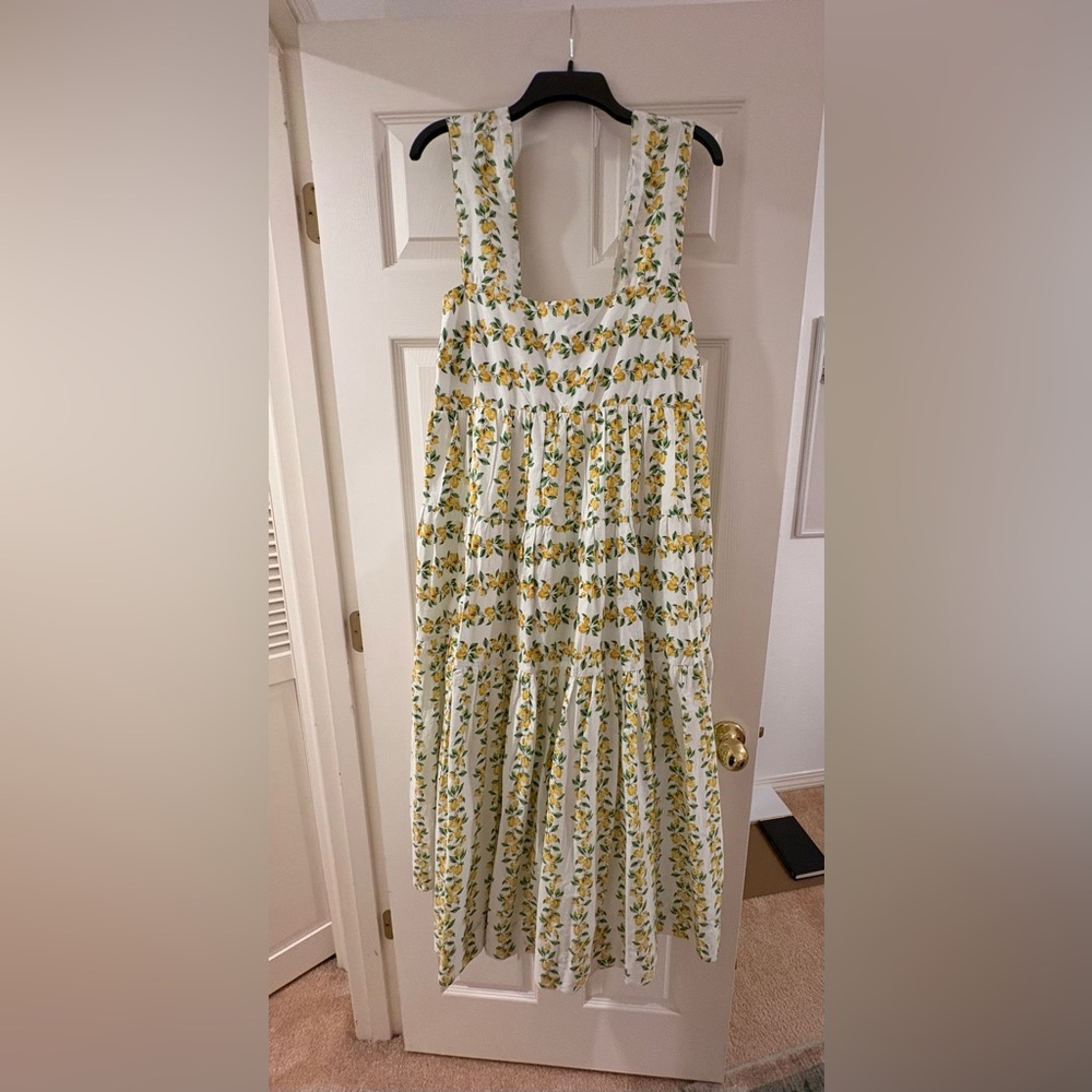 Anthropologie Lemon 🍋 Print Dress in White and Yellow